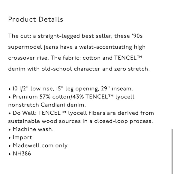 NWT • Madewell • Perfect Vintage Straight Jean Crossover Edition - Picture 7 of 7